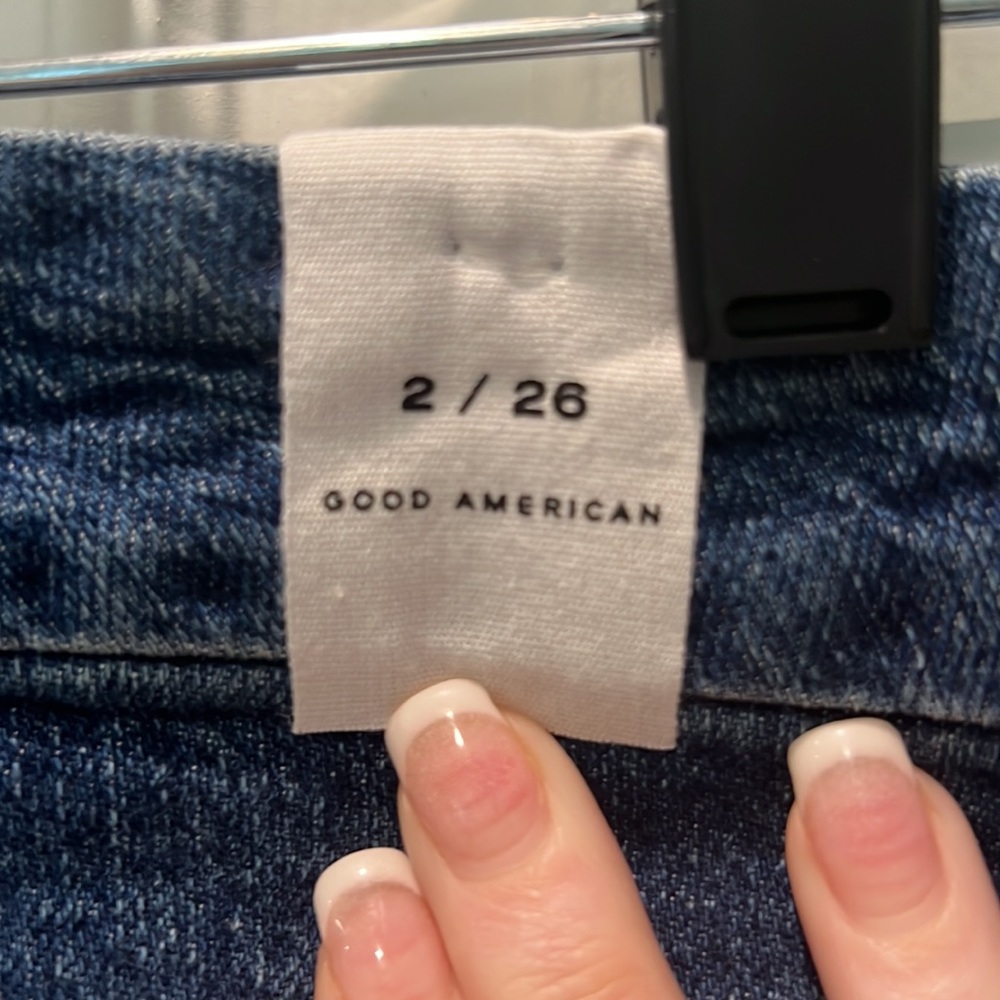 GOOD AMERICAN Good Classic High Rise Raw Ankle Jeans Blue940 Size 2 NWT - Picture 10 of 13